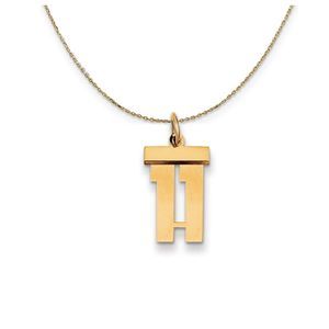 14k Yellow Gold, Athletic, Sm Polished Number 11 Necklace - 22 Inch